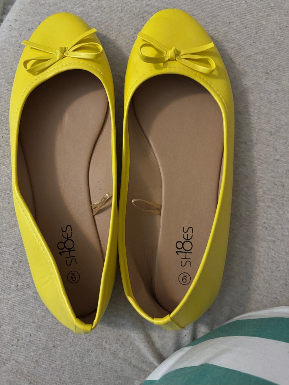 Bright Yellow Women’s Ballet Flats with Bow Accent